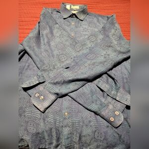 Bugatchi Uomo Blue Patterned Shirt